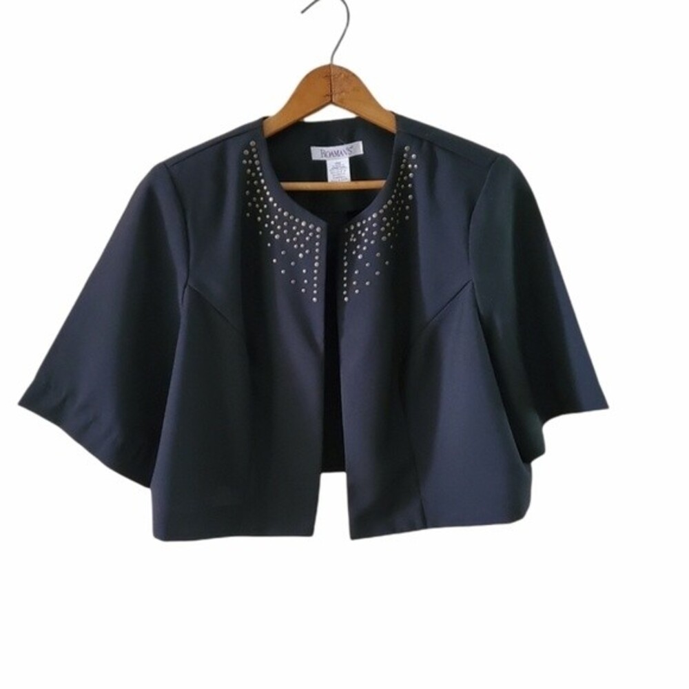 Roman's Blk Dress Jacket with Brass Bullets Size 14